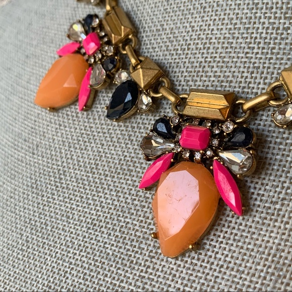 J Crew Statement Necklace Rhinestone Bib Colorful - Picture 6 of 16